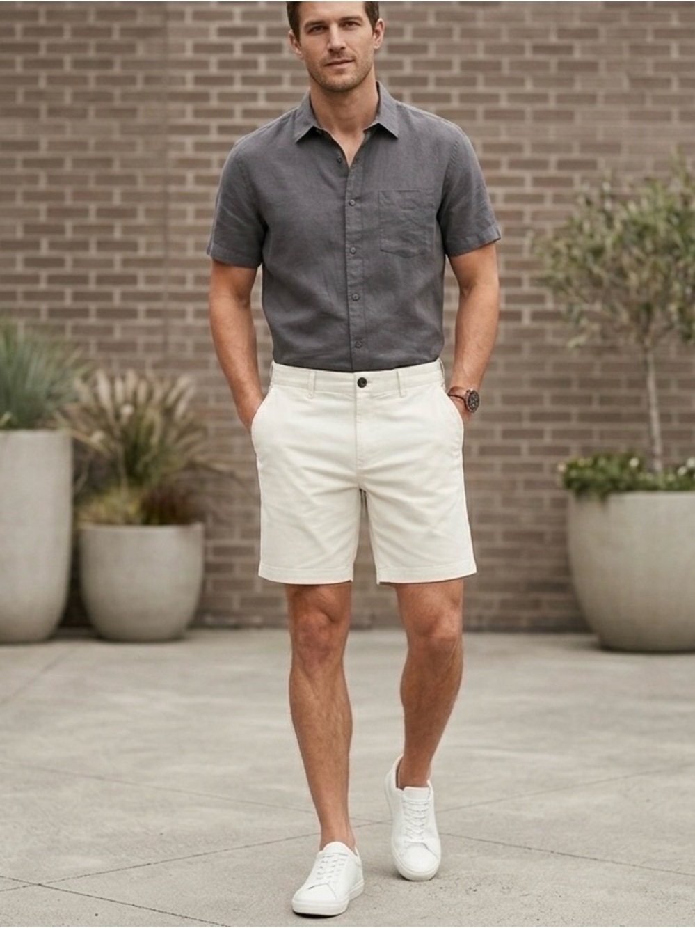 Frank & Oak Cream Brunswick Chino Shorts Size 32x7 NWT